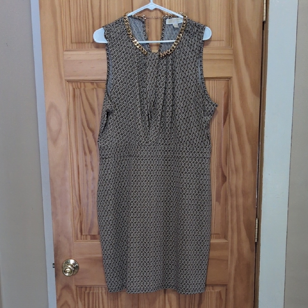 Michael Kors Geometric Mini Dress with Gold Accent